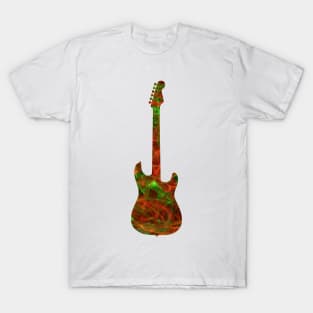 Red on Green Flame Guitar Silhouette T-Shirt